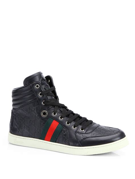 gucci black sneakers men|gucci sneakers black high top.